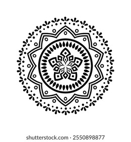 Mandala flower isolated on white background, flowers for meditation, decorative ornaments in ethnic oriental style, mandala coloring pages for Adults and Kids simple mandalas artwork vector