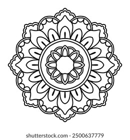 Mandala flower line art for drawing and coloring 