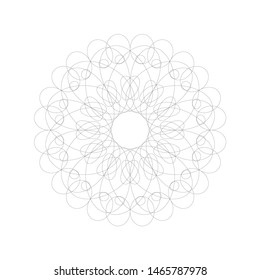 Mandala flower line art vector design element isolated on white circle round ethnic background