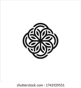 mandala flower logo - ornament circle logo line