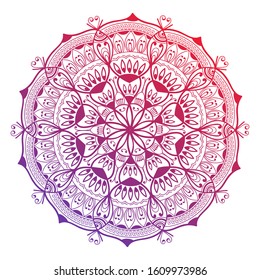 Mandala, Flower mehendi design.Ethnic ornament, Vintage decorative elements. Folk traditional spiritual design. Islam, Arabic, Indian, moroccan, Spain, floral ornament design vector.Isolated on white.