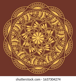 Mandala, Flower mehendi design.Ethnic ornament, Vintage decorative elements. Folk traditional spiritual design. Islam, Arabic, Indian, moroccan, Spain, floral ornament design vector.