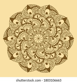 Mandala, Flower mehendi design.Ethnic ornament, Vintage decorative elements. Folk traditional spiritual design. Islam, Arabic, Indian, moroccan, Spain, floral ornament design vector.