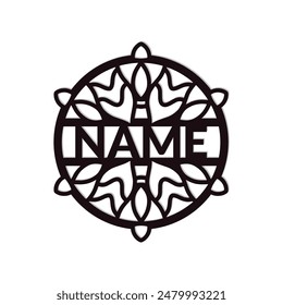 Mandala Flower Name Sign Custom nursery  Wall Art Design,