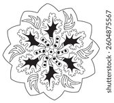Mandala - Flower, Nature, Energy Circle Symbol in Black and White