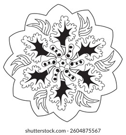 Mandala - Flower, Nature, Energy Circle Symbol in Black and White