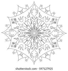 Mandala - Flower, Nature, Energy Circle Symbol in Black and White