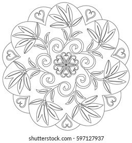 Mandala - Flower, Nature, Energy Circle Symbol in Black and White