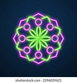 mandala flower neon effect vector