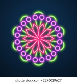 mandala flower neon effect vector