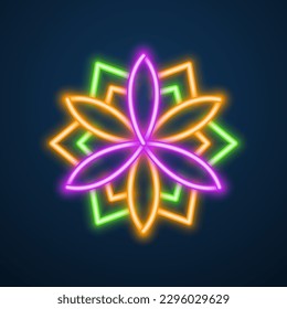 mandala flower neon effect vector