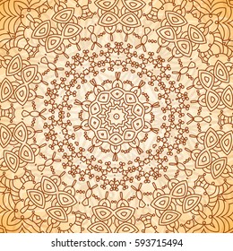 Mandala flower on a beige background. The perfect design for greeting cards or invitations.
