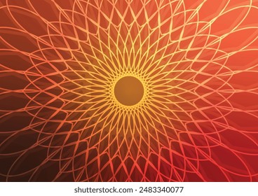 Mandala flower orange pattern soft red background. vector illustration.