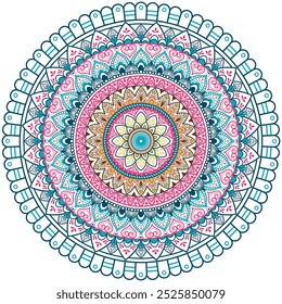 Mandala flower out line color vector image.