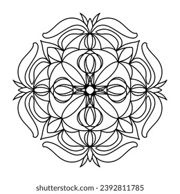 Mandala Flower Outline Art Seven, good for graphic design and decorative resources