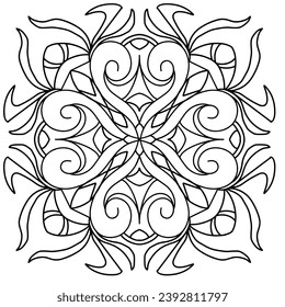 Mandala Flower Outline Art Three, good for graphic design and decorative resources