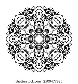 Mandala flower pattern drawing and coloring 