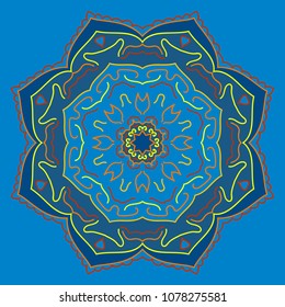 mandala flower pattern on a blue background