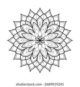 Mandala Flower Pattern Contorno para Coloração e Design