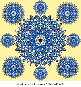 Mandala flower pattern tile or wallpaper vector design. Circular royal elements motifs. Trendy background pattern.