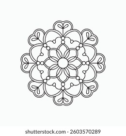 Mandala Flower Patterns, Black and White Arabic Floral Vector coloring page.