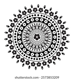mandala flower, Rangoli design  , round ornament illustrator 