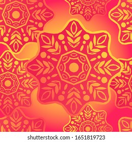 Mandala Flower. Seamless pattern. Vintage decorative elements. Eastern drawing. Vector illustration for web design or print.