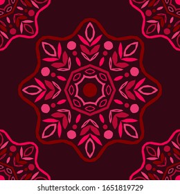Mandala Flower. Seamless pattern. Vintage decorative elements. Eastern drawing. Vector illustration for web design or print.