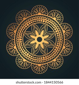 Mandala flower shaped gold design of Bohemic ornament indian and decoration theme Vector illustration