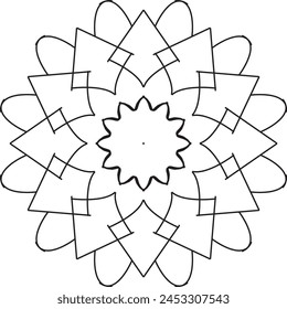 Mandala in flower shaped line style icon vector and illustration 