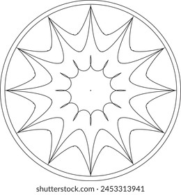Mandala in flower shaped line style icon vector and illustration 