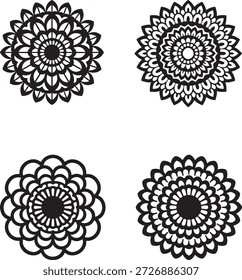 Conjunto de Vector de silueta de flor de mandala para decoración y adornos de corte por láser