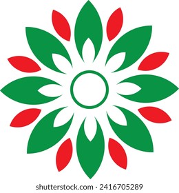 Decoración sencilla de flores de Mandala para el diseño de elementos en color verde