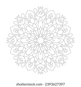 Mandala Flower Simple design Coloring book page vector file