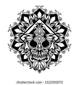 Mandala Flower Skull Vector illustration art design for t-shirt poster and other