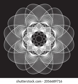 Mandala. Flower or snowflake Linear Vector Spiral Pattern or Texture. Linear design element
