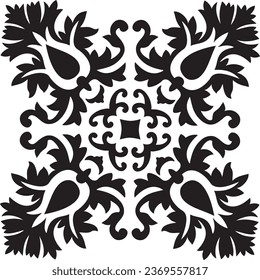 Mandala - Flower Star Sun Illustration, Nature, Energy Circle Round Beautiful Symmetry Harmony Symbol in Black and White