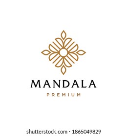 mandala flower swirl leaf logo icon vector design illustration line art outline simple abstract monoline