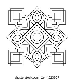 Mandala Flower Trace with Radiant Loops coloring book page