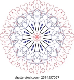Mandala flower with two layers of ornate shading petals, coloring page with natural motives illustration