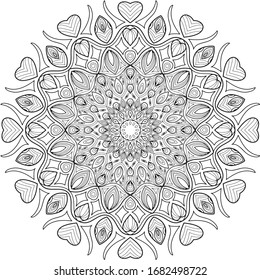 Mandala flower vector. Buddhist motifs, mystical symbol, art of India. Round in the shape of a mandala for henna, tattoos, ornaments. Decorative ornament in ethnic oriental style. Coloring book page.