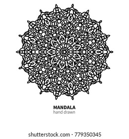 Mandala flower vector drawing. Decorative boho round ornament. Ethnic decorative element. Great for adult coloring book, antistress therapy,  meditation, yoga poster, lace pattern