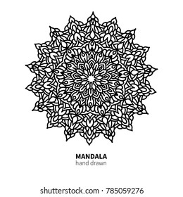 Mandala flower vector drawing. Decorative boho round ornament. Ethnic decorative element. Great for adult coloring book, antistress therapy,  meditation, yoga poster, lace pattern