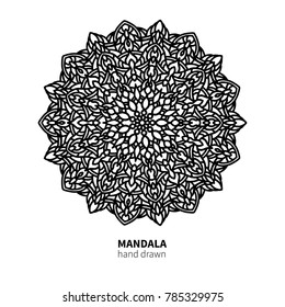 Mandala flower vector drawing. Decorative boho round ornament. Ethnic decorative element. Great for adult coloring book, antistress therapy,  meditation, yoga poster, lace pattern