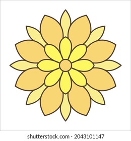 Doodle dibujado a mano por el vector de flores de Mandala con adornos coloridos. Patrón oriental aislado para el fondo y otro proyecto creativo.