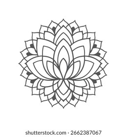 mandala flower vetor, Simple line art, mandala silhueta, Padrões, arte, Henna, Mehndi, tatuagem, decoração, ornamento decorativo, livro de colorir, ilustração de vetor, vibrante, impressão, abstrato,