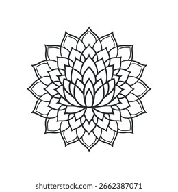 mandala Blume Vektor, Einfache Linie Kunst, mandala Silhouette, Muster, Kunstwerk, Henna, Mehndi, Tattoo, Dekoration, Dekorative Ornament, Malbuch, Vektorgrafik, lebendig, Druck, abstrakt,