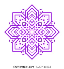 Mandala flower. Vector yoga design element. Abstract round symbol. Violet floral illustration. Modern idea for yoga, meditation teachers, beauty and fashion. Intuition, imagination, cosmic symbol