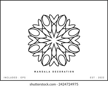 Mandala Flower. Vintage decorative element. Oriental pattern, vector illustration. Islamic, Arabic, Indian, Moroccan, Spanish, Turkish, Pakistani, Chinese, mystic, ottoman motifs. Coloring book page