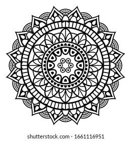 Mandala flower. Vintage decorative elements. Oriental pattern, vector illustration. Islam, Arabic, Indian, Moroccan, Spain, Turkish, Pakistan, Chinese, mystic, Ottoman. Coloring book page
